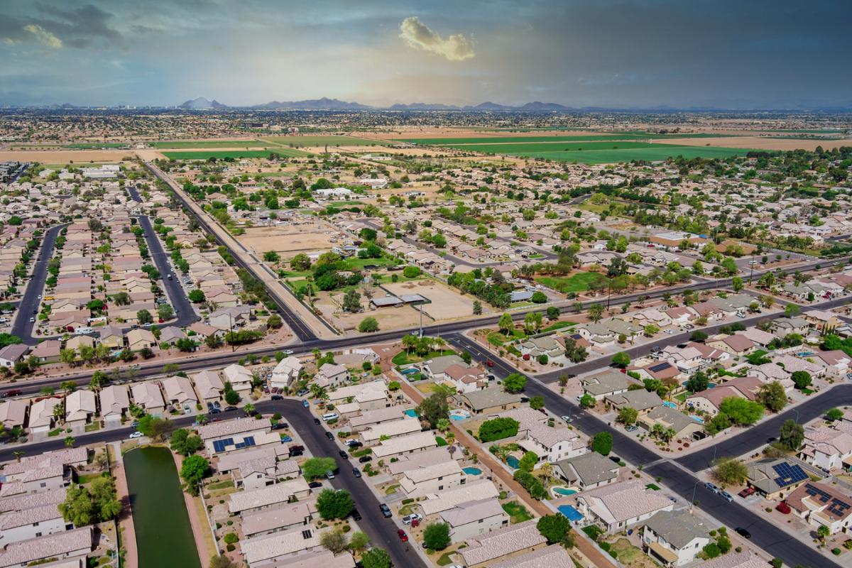 Aerial view of homes in Arizona